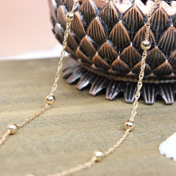 Rose Gold Beaded Chain Necklace with Twist Link – 19.7 Inch Length, XPNL0005 - Picture 11 of 12